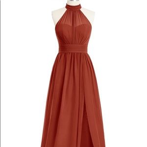 Maxi Azazie Rust Bridesmaids Dress - Iman - EUC